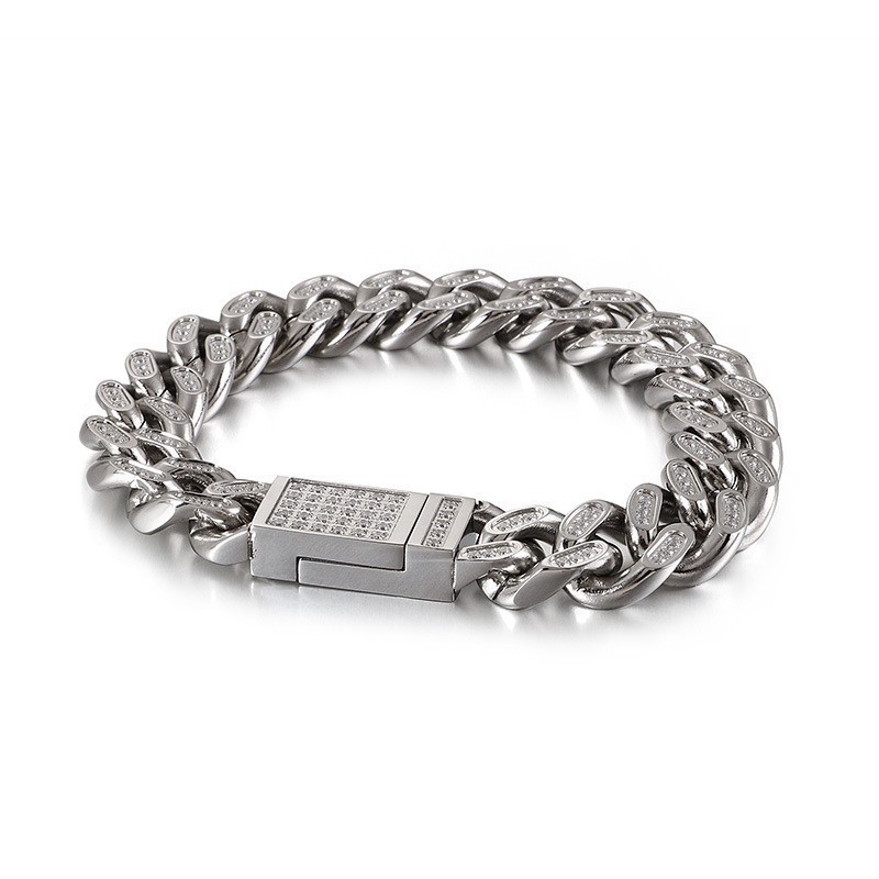 Titanium Heren Hiphop Armbanden Met Diamanten Titanium Heren Hiphop Armbanden Met Diamanten