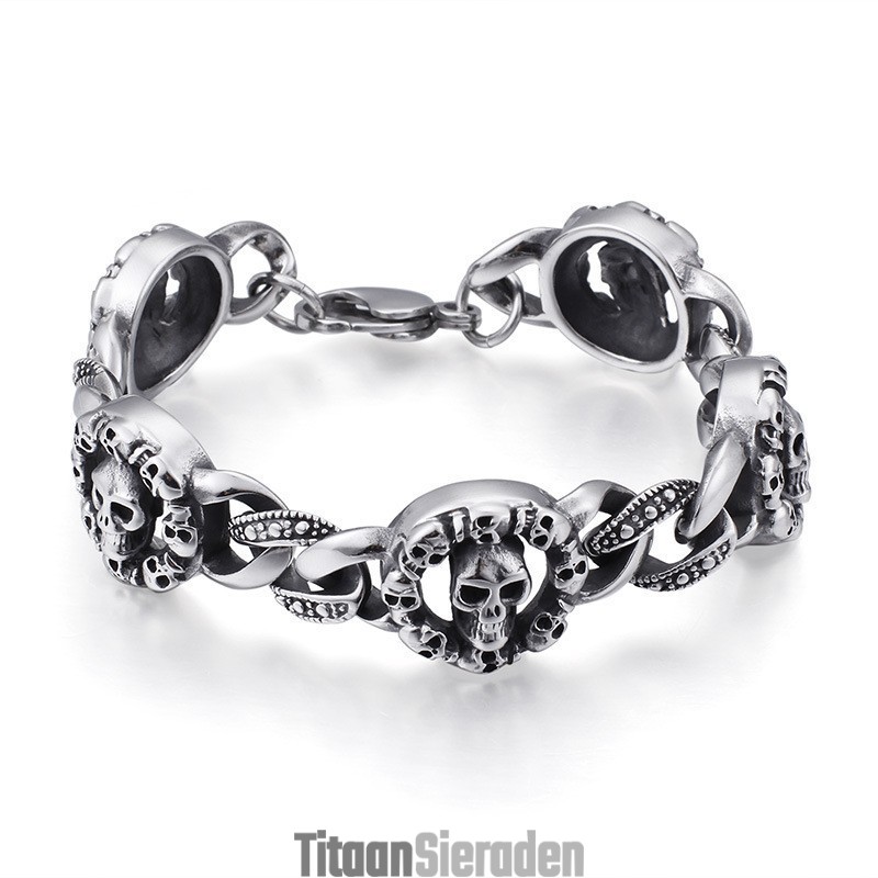 Mode Titanium Schedelarmband Voor Heren Mode Titanium Schedelarmband Voor Heren