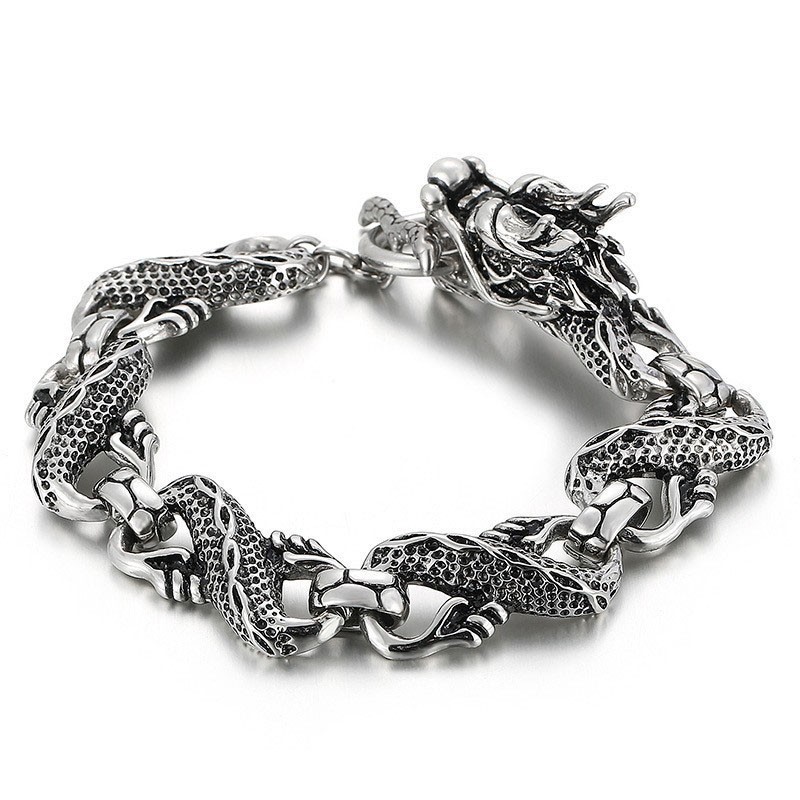 Coole Titanium Drakenarmband Voor Heren Coole Titanium Drakenarmband Voor Heren