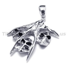 Hanger Met Schedelontwerp Van Puur Titanium - Gratis Ketting