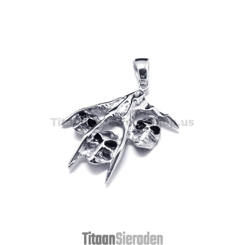Hanger Met Schedelontwerp Van Puur Titanium - Gratis Ketting Hanger Met Schedelontwerp Van Puur Titanium - Gratis Ketting