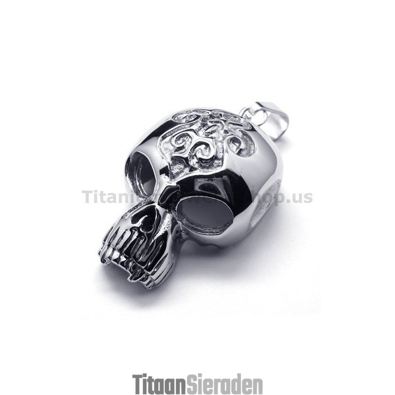 Hanger Met Schedelontwerp Van Puur Titanium - Gratis Ketting