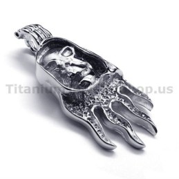 Hanger Met Schedelontwerp Van Puur Titanium - Gratis Ketting