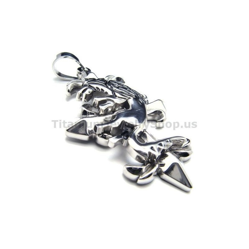 Tweelaags Kruishanger Van Puur Titanium - Gratis Ketting
