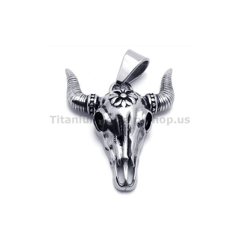 Vintage Native American Titanium Buffalo Skull Hanger - Gratis Ketting Vintage Native American Titanium Buffalo Skull Hanger - Gratis Ketting