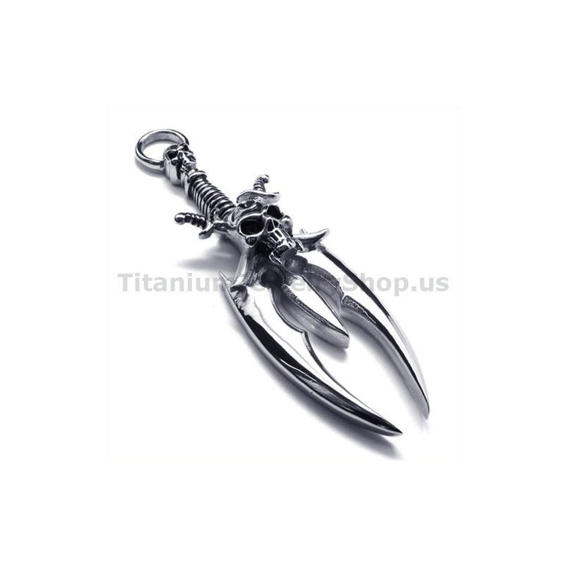 Titanium Hanger Met Zwaardschedelontwerp - Gratis Ketting Titanium Hanger Met Zwaardschedelontwerp - Gratis Ketting