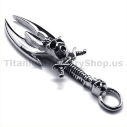 Titanium Hanger Met Zwaardschedelontwerp - Gratis Ketting