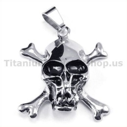 Titanium Gekruiste Schedelhanger - Gratis Ketting