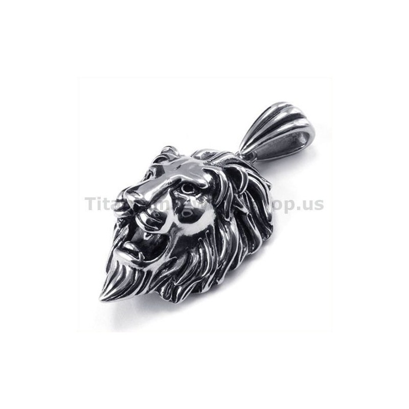 Titanium Leeuwenkop Hanger - Gratis Ketting