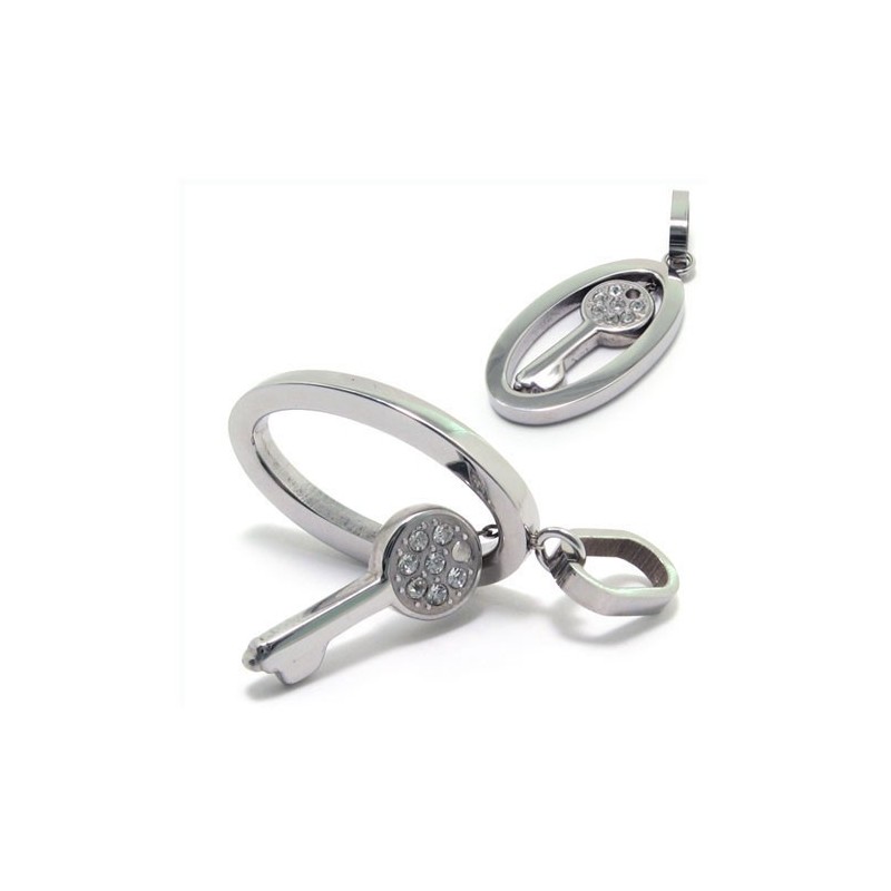 Mode Zilveren Titanium Sleutel Diamanten Ketting Hanger Mode Zilveren Titanium Sleutel Diamanten Ketting Hanger