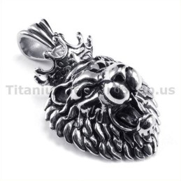 Titanium Leeuwenkoning Hoofd Hanger - Gratis Ketting