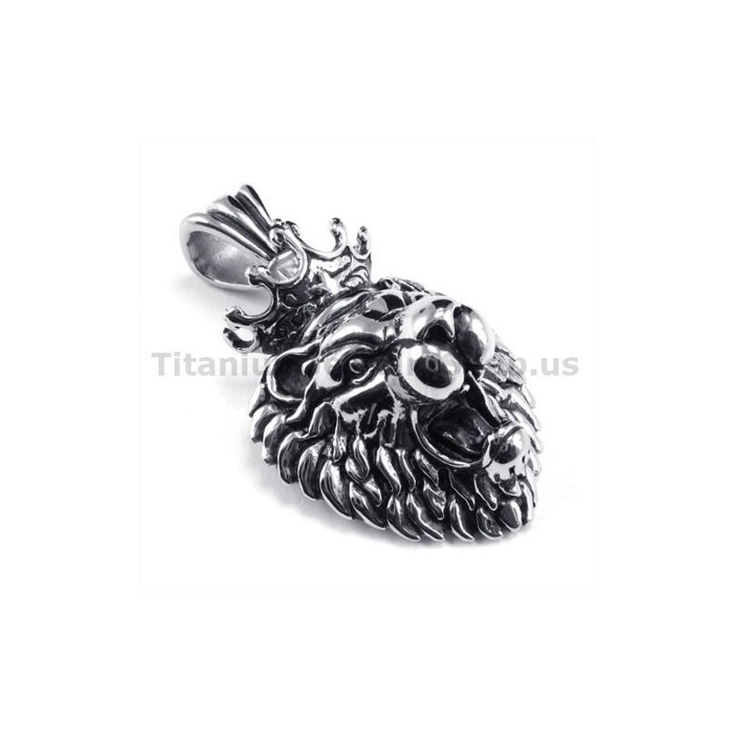 Titanium Leeuwenkoning Hoofd Hanger - Gratis Ketting