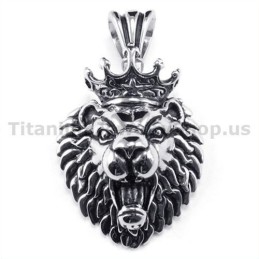 Titanium Leeuwenkoning Hoofd Hanger - Gratis Ketting