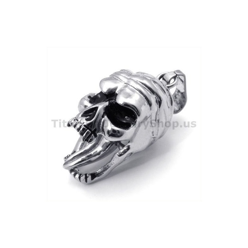 Titanium Schedelontwerp Hanger Met Beweegbare Tong - Gratis Ketting Titanium Schedelontwerp Hanger Met Beweegbare Tong - Gratis Ketting