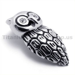 Titanium Uil Hanger Met Diamant - Gratis Ketting