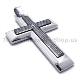 Twee Lagen Puur Titanium Zwarte Kruishanger - Gratis Ketting