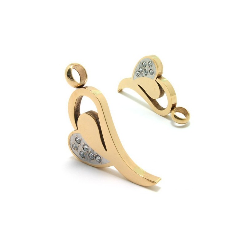 Hanger Van Titanium Gouden Diamanten Ketting Met Hartje