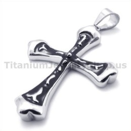 Zwarte Titanium Kruishanger - Gratis Ketting