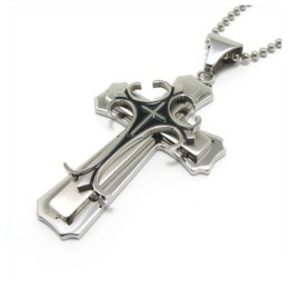 Man 2-Laags Kruis Puur Titanium Hanger Gratis Ketting