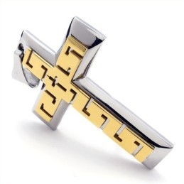 Gouden Kruis Titanium Hanger - Gratis Ketting