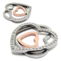 Mode Drie Hartvormige Titanium Diamanten Kettinghanger