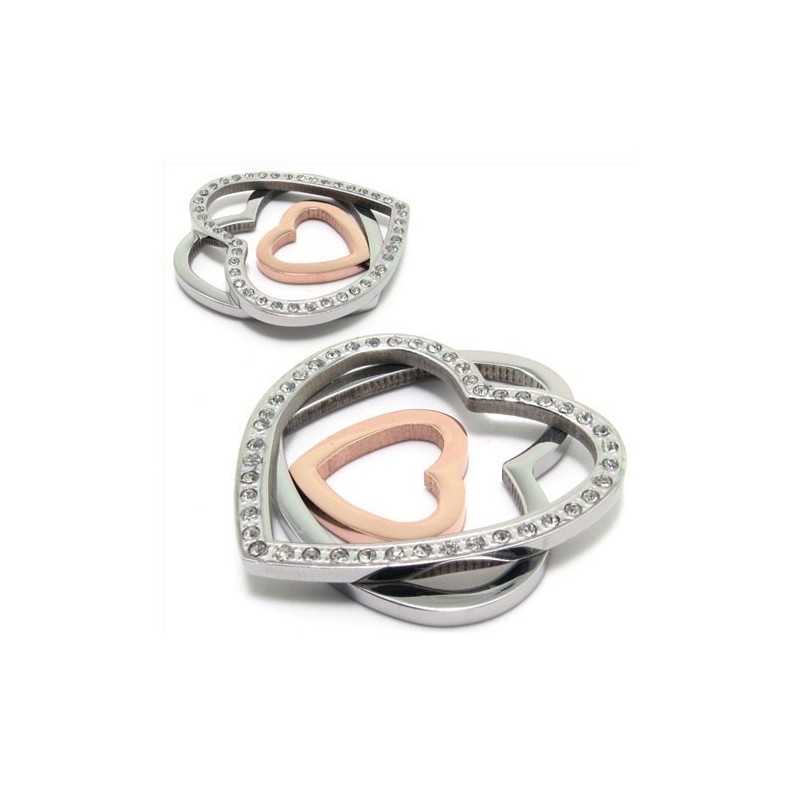Mode Drie Hartvormige Titanium Diamanten Kettinghanger Mode Drie Hartvormige Titanium Diamanten Kettinghanger