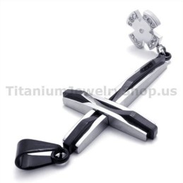 Zwarte Kruis Titanium Hanger Met Diamanten - Gratis Ketting