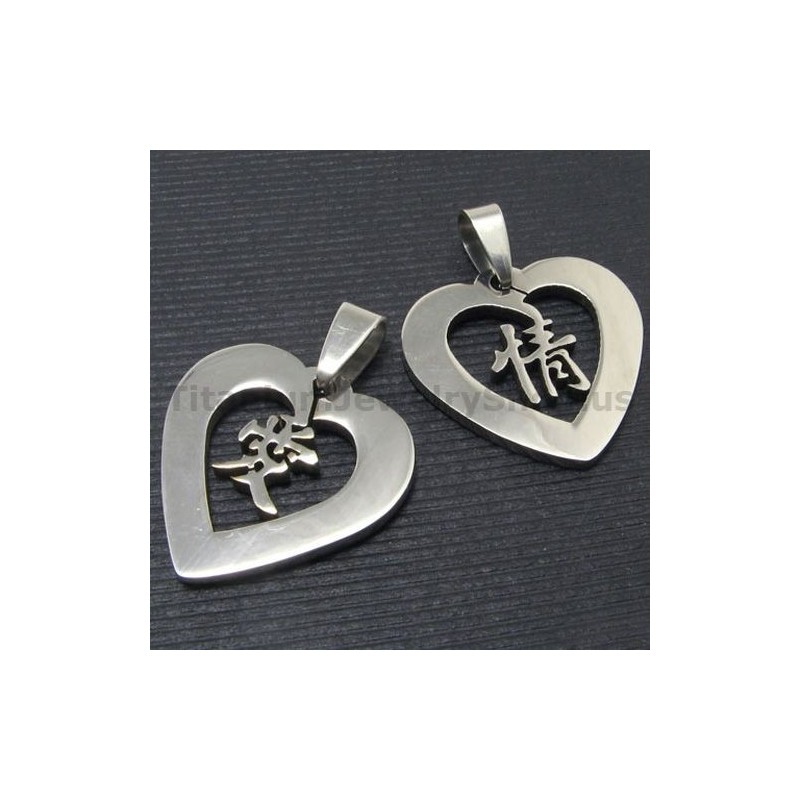 Liefde Chinese Karakters Titanium Lovers Hangers-Gratis Kettingen Liefde Chinese Karakters Titanium Lovers Hangers-Gratis Kettingen