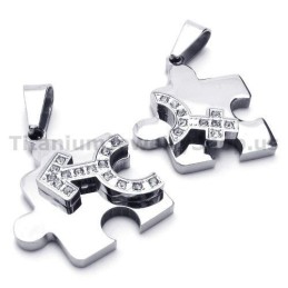 Legpuzzel Titanium Lovers Hangers Met Diamantenvrije Kettingen