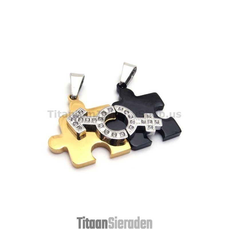 Legpuzzel Titanium Lovers Hangers Met Diamantenvrije Kettingen