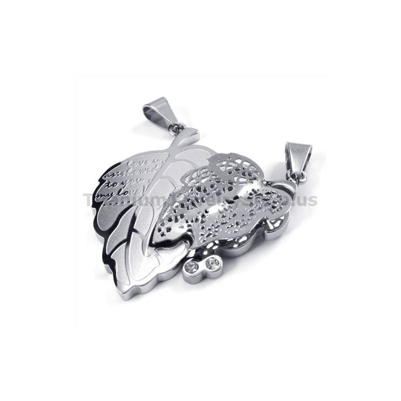 Love You Titanium Lovers Hangers Met Diamantenvrije Kettingen Love You Titanium Lovers Hangers Met Diamantenvrije Kettingen