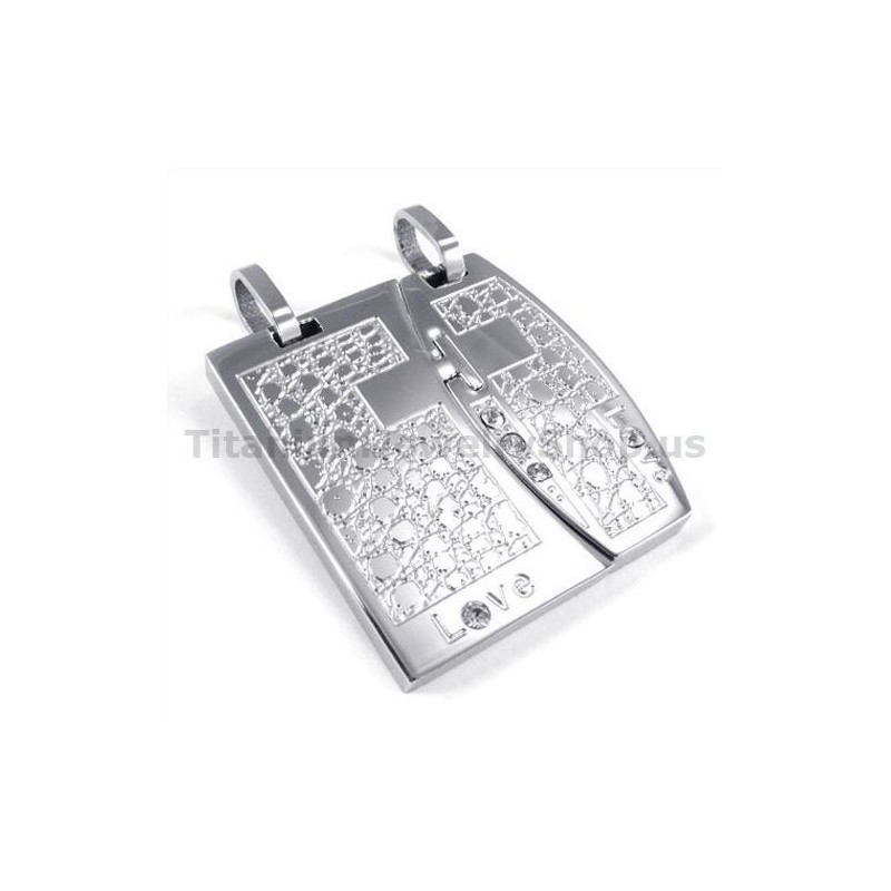Liefde Titanium Lovers Hangers Met Diamantenvrije Kettingen Liefde Titanium Lovers Hangers Met Diamantenvrije Kettingen
