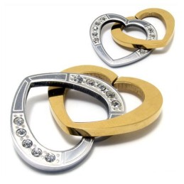 Twee Hartvormige Titanium Diamanten Kettinghangers