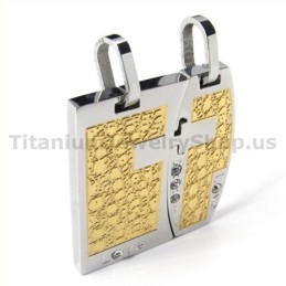 Love Gloden Titanium Lovers Hangers Met Diamantenvrije Kettingen