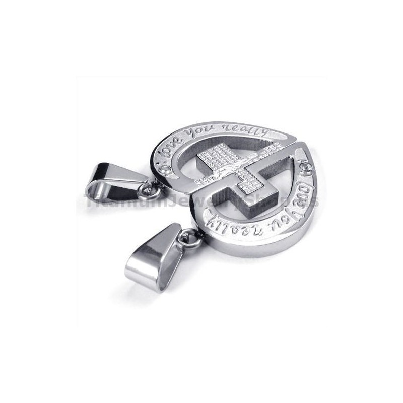 Love You Really Titanium Lovers Hangers Met Diamantvrije Kettingen