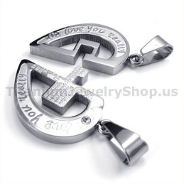 Love You Really Titanium Lovers Hangers Met Diamantvrije Kettingen