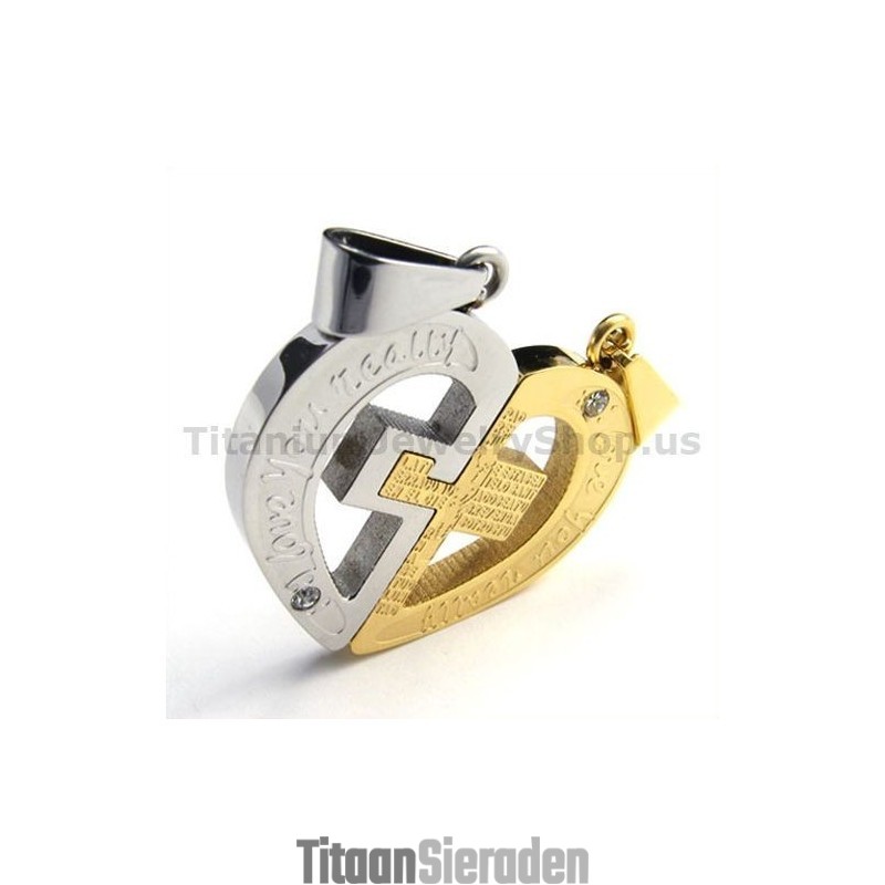 Love You Really Gloden Titanium Lovers Hangers Met Diamantvrije Kettingen Love You Really Gloden Titanium Lovers Hangers Met Diamantvrije Kettingen