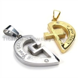 Love You Really Gloden Titanium Lovers Hangers Met Diamantvrije Kettingen