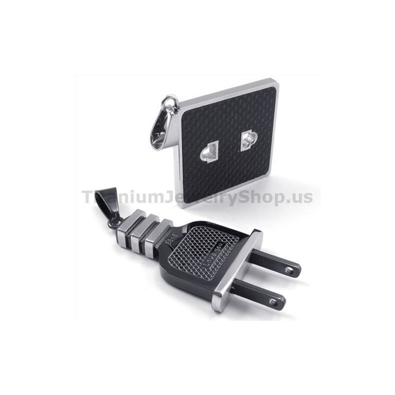 Stopcontact En Stekker Zwarte Titanium Liefhebbers Hangers-Gratis Kettingen Stopcontact En Stekker Zwarte Titanium Liefhebbers Hangers-Gratis Kettingen