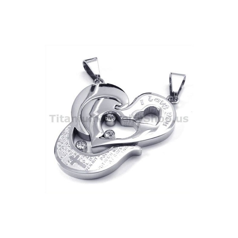 Titanium Hangers Met Een Hartvormig Kruis En Diamanten Kettingen