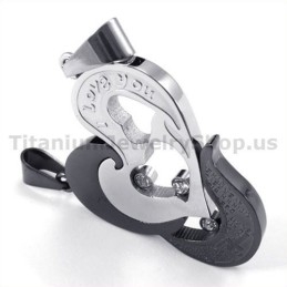 Lieverd En Kruis Zwarte Titanium Hangers Met Diamantvrije Kettingen