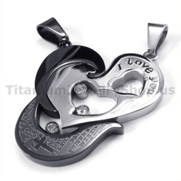 Lieverd En Kruis Zwarte Titanium Hangers Met Diamantvrije Kettingen
