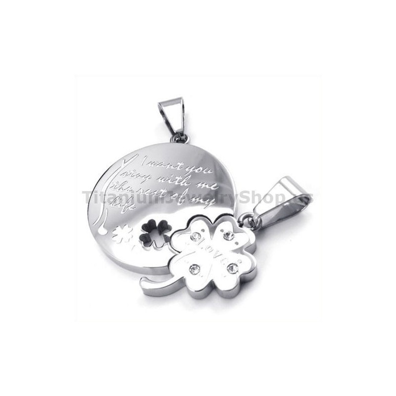 Titanium Hangers Met Klavertje Vier - Gratis Kettingen Titanium Hangers Met Klavertje Vier - Gratis Kettingen