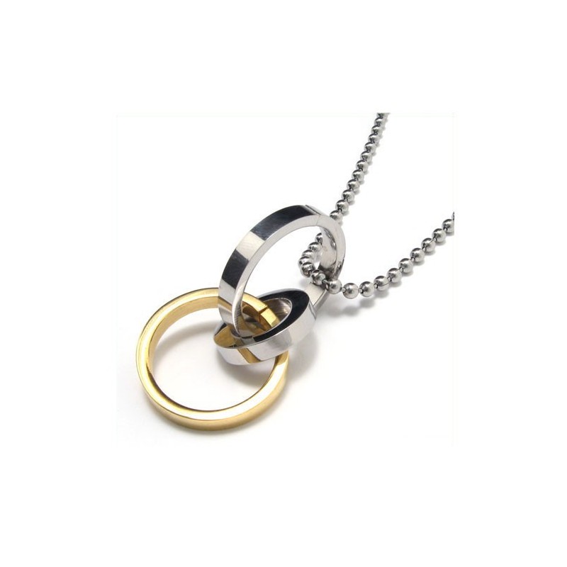 Herenketting Met Drie Ringen Van Puur Titanium (Nieuw)