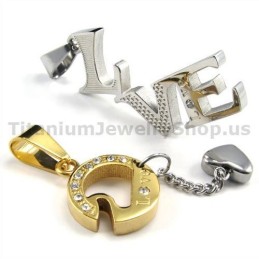 Liefde Titanium Lovers Gouden Hangers Met Diamantenvrije Kettingen