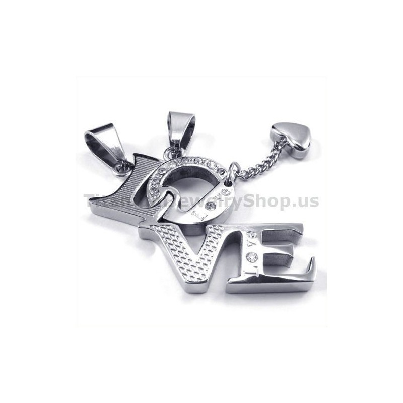 Liefde Titanium Lovers Hangers Met Diamantenvrije Kettingen Liefde Titanium Lovers Hangers Met Diamantenvrije Kettingen