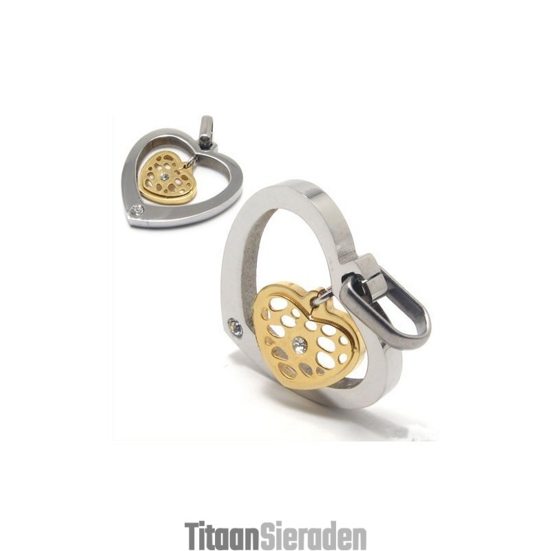 Hartvormige Titanium Diamanten Kettinghanger Hartvormige Titanium Diamanten Kettinghanger