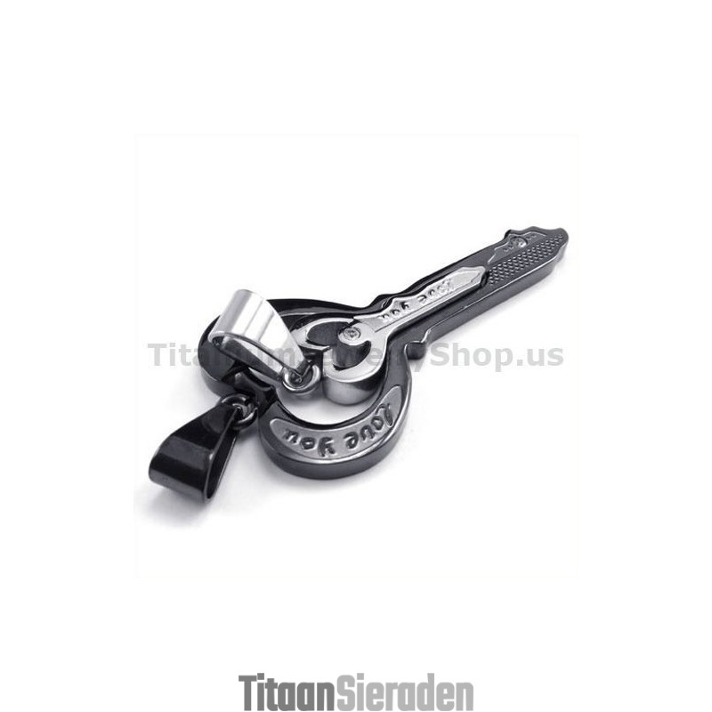 Zwarte Titanium Sleutelhangers Voor Geliefden - Gratis Kettingen