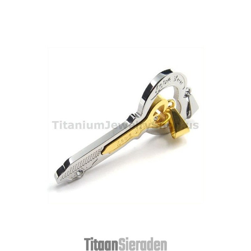 Gloden Titanium Lovers Sleutelhangers - Gratis Kettingen