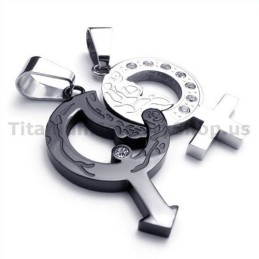 Zwarte Titanium Hangers Voor Geliefden Met Diamantvrije Kettingen
